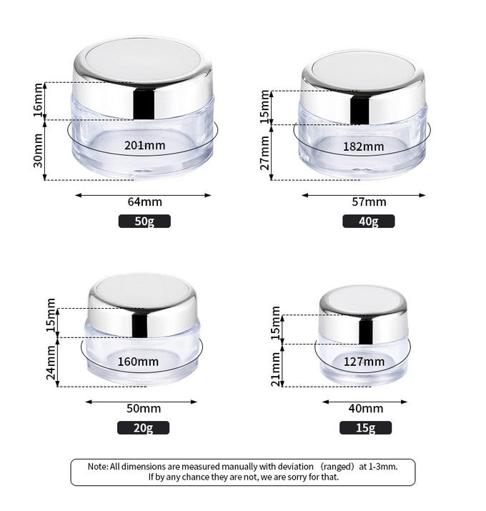 Screw Cap Empty Body Cream Containers 40g Capacity PS Material