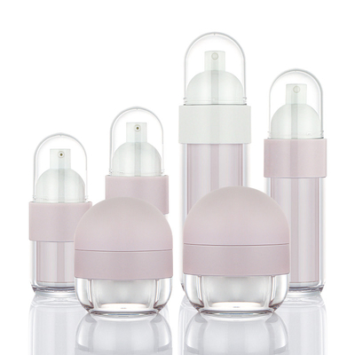 Matte pink skincare empty container portable travel set lotion bottle and cream jar