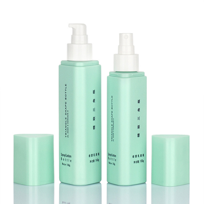 Unique Triangular Cosmetic Spray Bottle Matte Green Frosted Surface 50 Ml