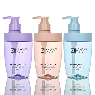 PET Round Bottom Empty Clear Blue 500ml Shower Gel And Lotion Milk Container Set Pet Plastic Bottles