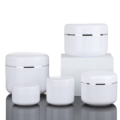 PET Cream Packaging Jar Silver Line Round Shape , 2 Oz Cosmetic Containers