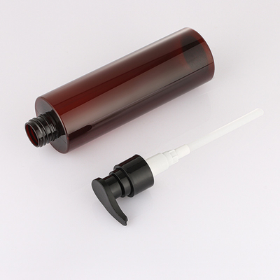Round Amber Shampoo Bottle Pump Sprayer 150ml 200ml 250ml For Shower Gel