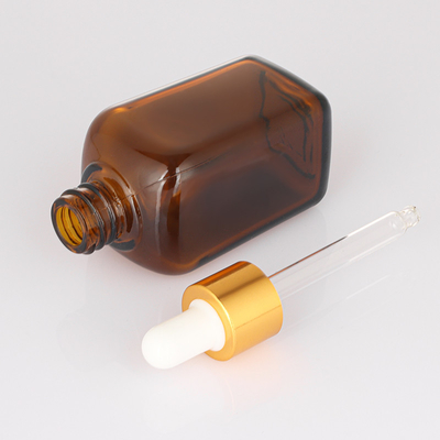 50ml Transparent square amber skin care eyelash fashion attractive design serum empty dropper bottle