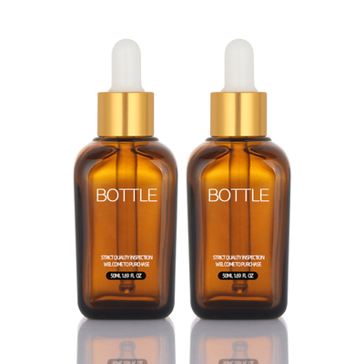 50ml Transparent square amber skin care eyelash fashion attractive design serum empty dropper bottle