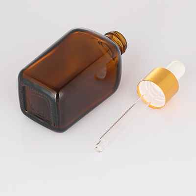 50ml Transparent square amber skin care eyelash fashion attractive design serum empty dropper bottle