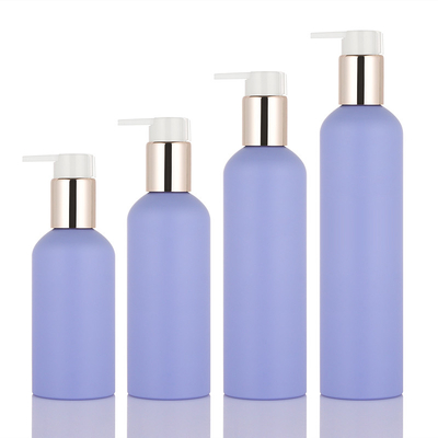 Eco friendly PET 150ml 200ml 250ml 8 oz new style frosted violet body wash lotion shower gel gold pump press bottle