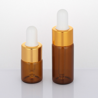 Frosted 5ml 10ml Empty Cosmetic Bottle Amber Dropper Round Face Serum Bottle