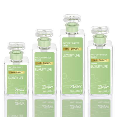 Rectangle Pump Empty Round Custom Shower Oil Flat 300ml 400ml 800ml Shampoo Bottle