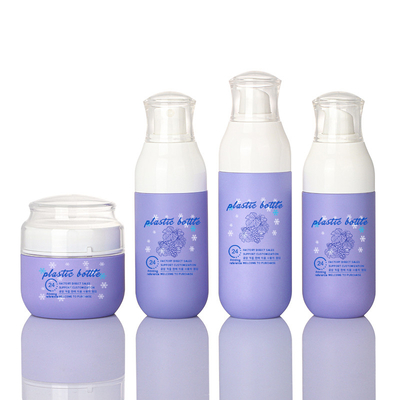 Violet 4 Oz PET Matte Plastic Serum Lotion Fine Mist Spray Bottle 2 Oz Face Cream Cosmetic Jar Set
