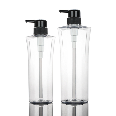 Transparent Cylinder Round Cosmetic Lotion Bottle 400ML 600ML Black Pump