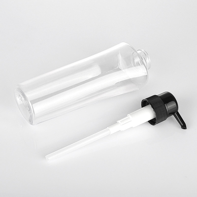 Transparent Cylinder Round Cosmetic Lotion Bottle 400ML 600ML Black Pump