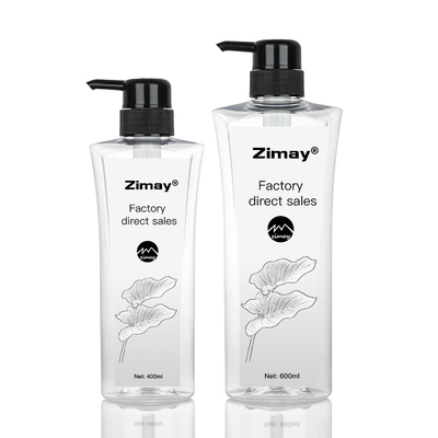 Transparent Cylinder Round Cosmetic Lotion Bottle 400ML 600ML Black Pump