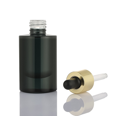 30ml Black Frosted Glass Round Modern Novel Design Cosmetic Packaging Serum Essential Oil Dropper Bottle 1 Oz