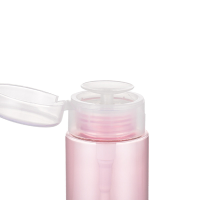 Pink Makeup Remover Cosmetic Packaging Empty Bottle Blue Nail Polish Remover Press Pump Round Dispenser Flip Cap