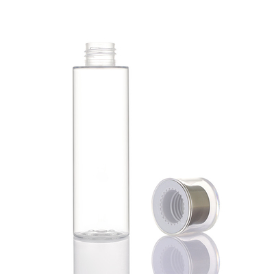 Round Shape Plastic Screw Cap Bottles PET Empty Skincare Suit Transparent