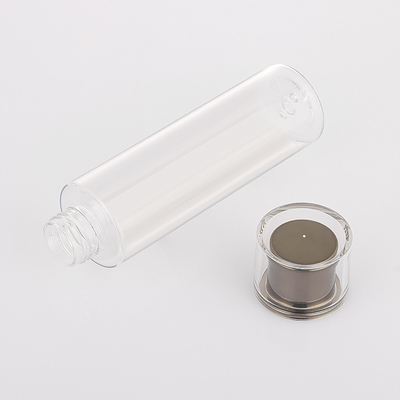 Round Shape Plastic Screw Cap Bottles PET Empty Skincare Suit Transparent