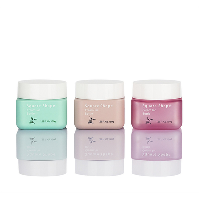 Square Shape Amber Cream Packaging Jar Personal Care Container 50g