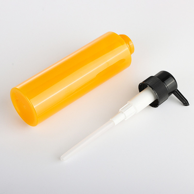 Customized PET Round Lotion Pump Shampoo Bottle Cylinder Yellow color