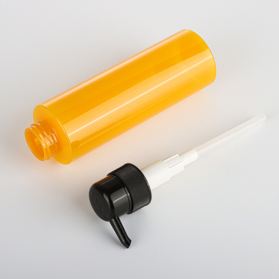 Customized PET Round Lotion Pump Shampoo Bottle Cylinder Yellow color