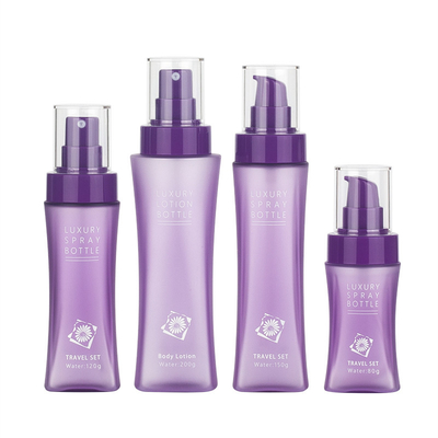 Matte Purple Clear Plastic Frosted Round Cosmetic Lotion Bottle With Press Pump