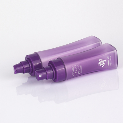 Matte Purple Clear Plastic Frosted Round Cosmetic Lotion Bottle With Press Pump