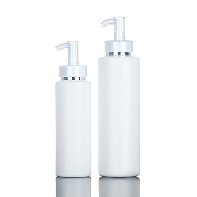 143mm 300ml White PE Round Cosmetic Lotion Bottle For Shower Gel Packaging