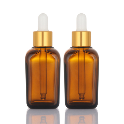 Customize Refillable Hair Oil Dropper Bottle Square Glass Material 50ml