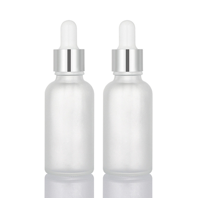 Matte White Glass Essential Oil Dropper Bottles 30ml With Silver Cap