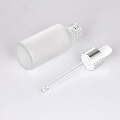 Matte White Glass Essential Oil Dropper Bottles 30ml With Silver Cap