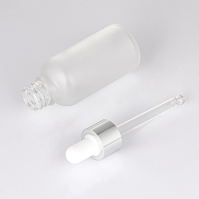 Matte White Glass Essential Oil Dropper Bottles 30ml With Silver Cap
