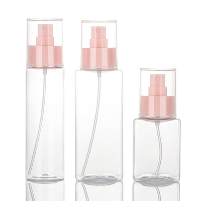 120ML Clear Plastic Square Pink Pump Spray Bottle For Toner