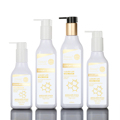 New PET Round lotion pump Shampoo bottle Shower Gel with gold pump bottle
