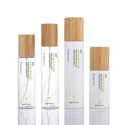 Eco Friendly PET Plastic Cosmetic Packaging Shampoo Bottles with Bamboo Pump lid