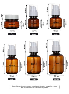 PET Cosmetic Packaging Sets 90ml 130ml 160ml Recycable Leakproof
