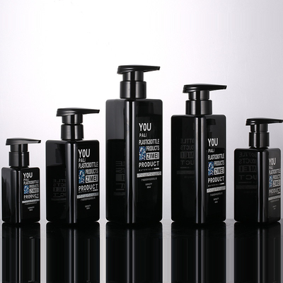 Wholesale 100ml 200ml 300ml Triangle Shape Recycle Plastic Pet Lotion Container Black Airless Pump 500ml Shampoo Bottles