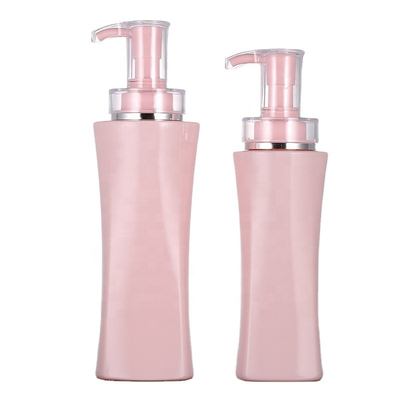 Wholesale 350ml 500ml Luxury Pink Square Airless Refillable Shower Gel Empty Pump Bottles Body Lotion Container