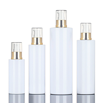 Wholesale 120ml 200ml 250ml 500ml Round Cosmetic Body Mist Atomizer Plastic Spray Lotion Gold Top Bottle For Cleaning