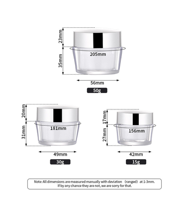 Wholesale 15g 30g 50g Acrylic Double Wall Plastic Empty Cosmetic Body Butter Face Cream Jar Pot With Lip