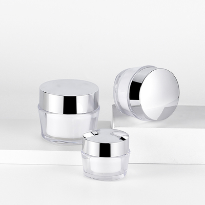 Wholesale 15g 30g 50g Acrylic Double Wall Plastic Empty Cosmetic Body Butter Face Cream Jar Pot With Lip