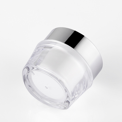 Wholesale 15g 30g 50g Acrylic Double Wall Plastic Empty Cosmetic Body Butter Face Cream Jar Pot With Lip