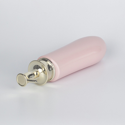 Gold Pump Empty Liquid Cleanser Cosmetic Packaging Pet Squeeze 500ml Pink Shampoo Bottle
