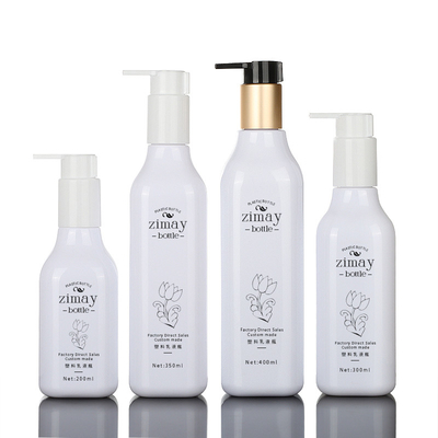 200ml 300ml 350ml 400ml Luxury Biodegradable Unique Square Cosmetic Lotion Airless Gold Pump Bottle
