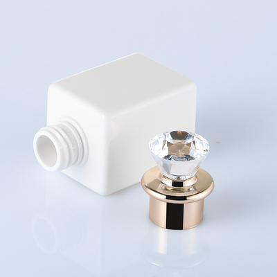 High Quality Luxury White Customize Square  Shampoo Hair Lotion Bottle With Diamond Gold Rim Cap