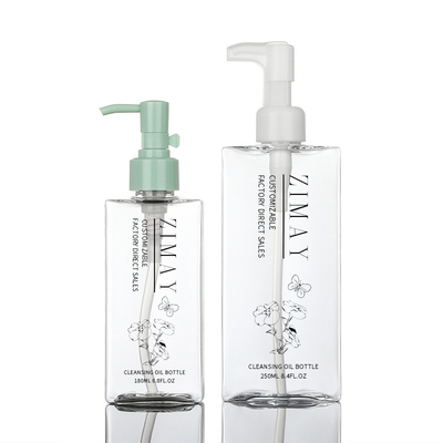 180ml Clear Oil Packaging Container Shampoo And Conditioner Set Square Lotion Pump Bottle Plastic 200ml