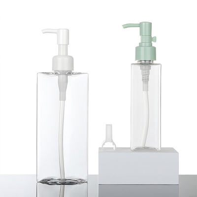 180ml Clear Oil Packaging Container Shampoo And Conditioner Set Square Lotion Pump Bottle Plastic 200ml
