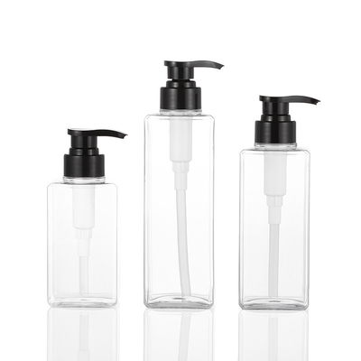 Recycled Square Clear Plastic Lotion Bottles With 44mm Pump 550ml