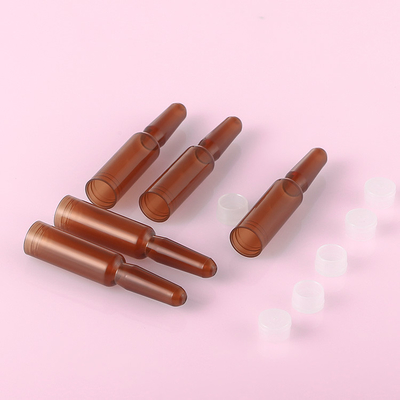 Amber Plastic Serum Vials Ampoule For Cosmetic Essence 1ml Capacity