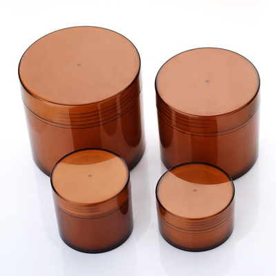 Plastic Empty 4 Oz Cosmetic Jars With Lids Amber Color Wide Mouth