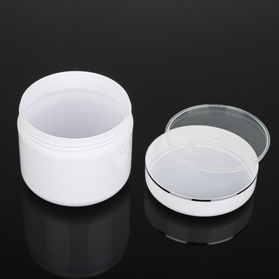 PET Cream Packaging Jar Silver Line Round Shape , 2 Oz Cosmetic Containers
