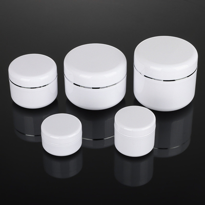 PET Cream Packaging Jar Silver Line Round Shape , 2 Oz Cosmetic Containers
